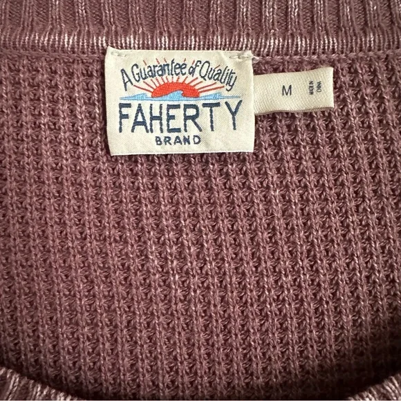 Faherty Sunwashed Plum Wine Crewneck Sweater Size Med